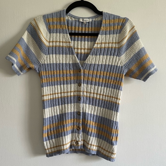 Madewell Glencrest Button Front Sweater Tee in Stripe Size Large EUC - Picture 5 of 11